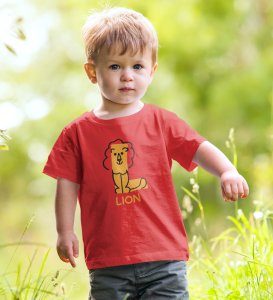 Lazy Lion, Boys Printed Crew Neck tshirt (red)