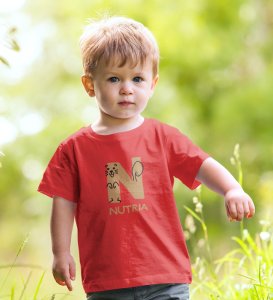 Naughty Nutria, Boys Round Neck Blended Cotton tshirt (red)
