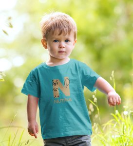 Naughty Nutria, Boys Round Neck Blended Cotton tshirt (teal)
