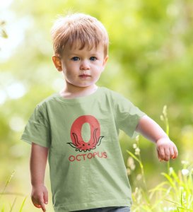 Ocean Octopus, Boys Printed Crew Neck tshirt (olive)