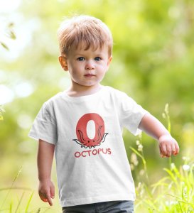 Ocean Octopus, Boys Printed Crew Neck tshirt (white)