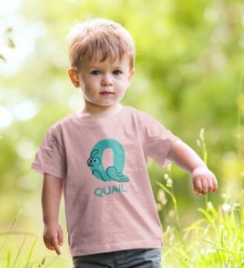 Quacky Quail, Boys Round Neck Blended Cotton Tshirt (baby pink)
