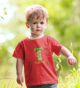 Talking Turtle, Boys Round Neck Printed Blended Cotton tshirt (red)