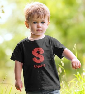 Slippery Snake, Boys Printed Crew Neck Tshirt (black)