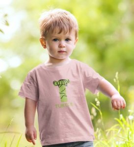 Talking Turtle, Boys Round Neck Printed Blended Cotton Tshirt (baby pink)