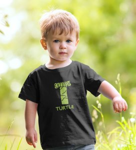 Talking Turtle, Boys Round Neck Printed Blended Cotton Tshirt (black)