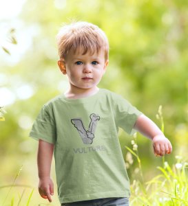 Vulture, Boys Round Neck Printed Blended Cotton tshirt (olive)