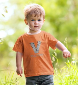 Vulture, Boys Round Neck Printed Blended Cotton Tshirt (orange)