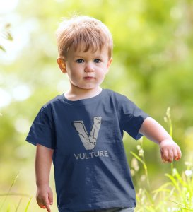 Vulture, Boys Round Neck Printed Blended Cotton tshirt (Navy blue)
