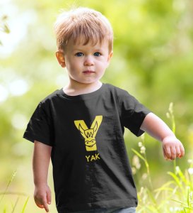 Yellow Yak, Printed Cotton Tshirt (black) for Boys