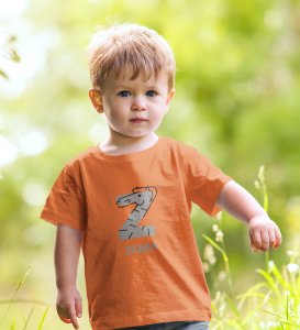 Zigzag Zebra,Boys Round Neck Printed Blended Cotton Tshirt (orange)

