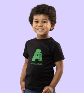 Alligator, Boys Printed Crew Neck Tshirt (Black)