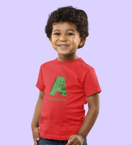 Alligator, Boys Printed Crew Neck Tshirt (Red)