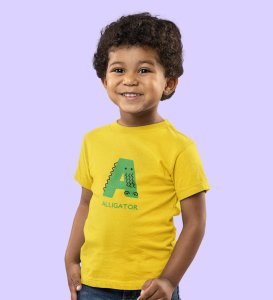 Alligator, Boys Printed Crew Neck Tshirt (Yellow)