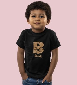 Beary bear, Printed Cotton Tshirt (Black) for Boys