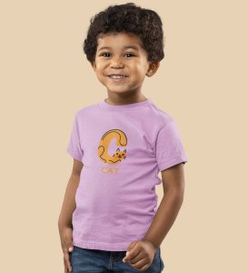 Cute cat, Boys Cotton Text Print Tshirt (Purple) 