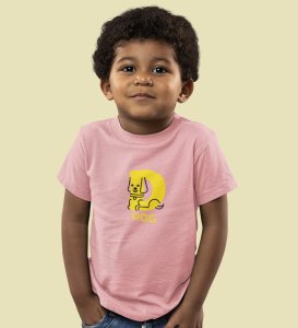 Doggy Dog, Boys Round Neck Printed Blended Cotton Tshirt (Baby pink)