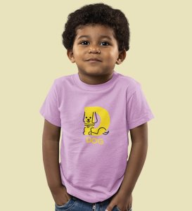 Doggy Dog, Boys Round Neck Printed Blended Cotton Tshirt (Purple)