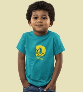 Doggy Dog, Boys Round Neck Printed Blended Cotton Tshirt (Teal)