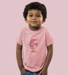 Fishy Fish, Printed Cotton Tshirt (Baby pink) for Boys
