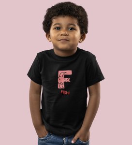 Fishy Fish, Printed Cotton Tshirt (Black) for Boys