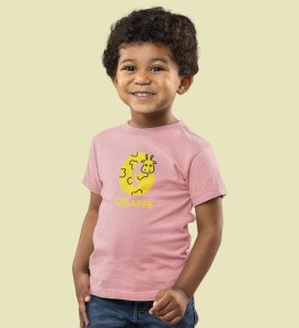 Giraffe, Boys Printed Crew Neck Tshirt (Baby pink)