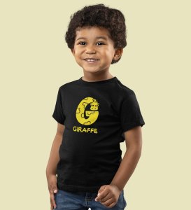 Giraffe, Boys Printed Crew Neck Tshirt (Black)