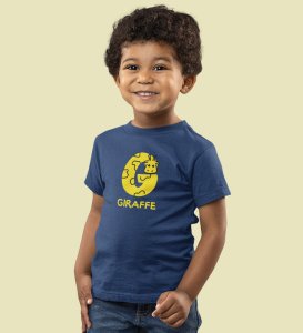 Giraffe, Boys Printed Crew Neck Tshirt (Navy blue)