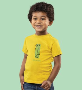 Intelligent Iguana, Boys Printed Crew Neck Tshirt (Yellow)