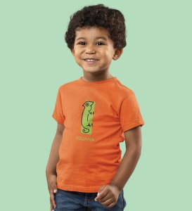 Intelligent Iguana, Boys Printed Crew Neck Tshirt (Orange)