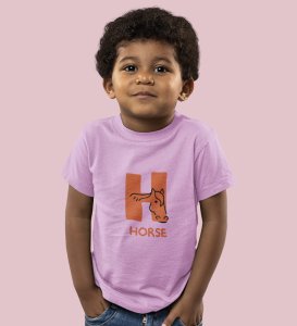 Homely Horse, Boys Round Neck Printed Blended Cotton Tshirt (Purple)