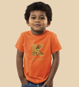 Kangaroo, Printed Cotton Tshirt (Orange) for Boys
