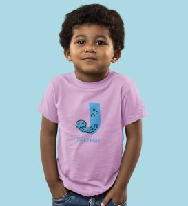 Jolly Jellyfish, Boys Cotton Text Print Tshirt (Purple) 