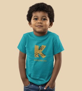 Kangaroo, Printed Cotton Tshirt (Teal) for Boys