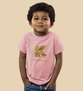 Kangaroo, Printed Cotton Tshirt (Baby pink) for Boys