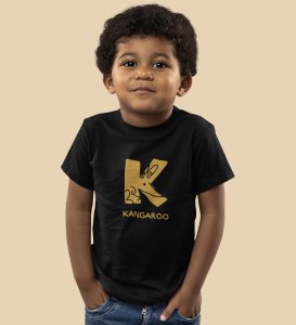 Kangaroo, Printed Cotton Tshirt (Black) for Boys