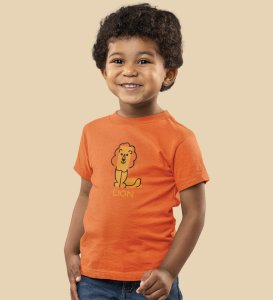 Lazy Lion, Boys Printed Crew Neck Tshirt (Orange)