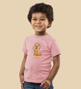 Lazy Lion, Boys Printed Crew Neck Tshirt (Baby pink)