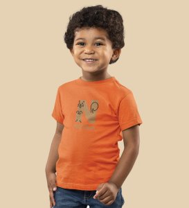 Naughty Nutria, Boys Round Neck Blended Cotton Tshirt (Orange)

