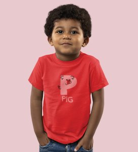 Pepper Pig, Boys Cotton Text Print Tshirt (Red) 