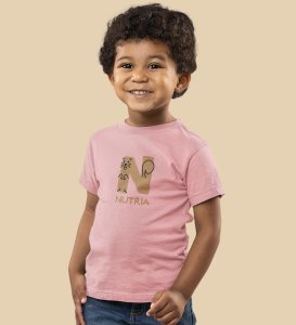 Naughty Nutria, Boys Round Neck Blended Cotton Tshirt (Baby pink)
