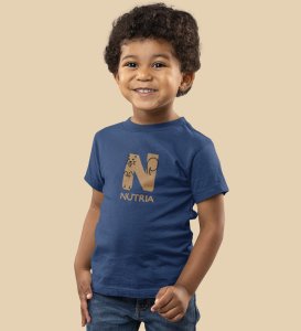 Naughty Nutria, Boys Round Neck Blended Cotton Tshirt (Navy blue)

