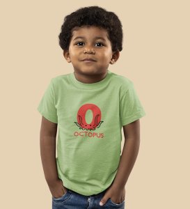 Ocean Octopus, Boys Printed Crew Neck Tshirt (Olive)