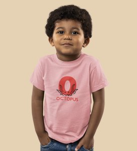 Ocean Octopus, Boys Printed Crew Neck Tshirt (Baby pink)
