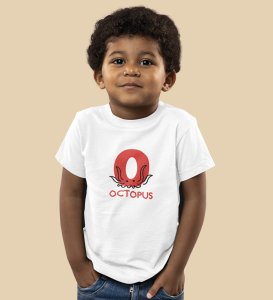 Ocean Octopus, Boys Printed Crew Neck Tshirt (White)