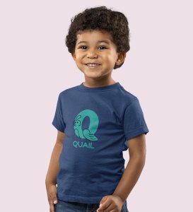 Quacky Quail, Boys Round Neck Blended Cotton Tshirt (Navy blue)

