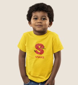 Slippery Snake, Boys Printed Crew Neck Tshirt (Yellow)