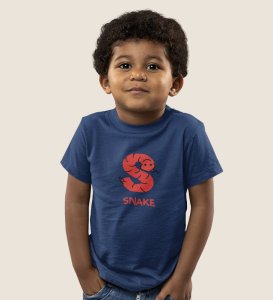 Slippery Snake, Boys Printed Crew Neck Tshirt (Navy blue)