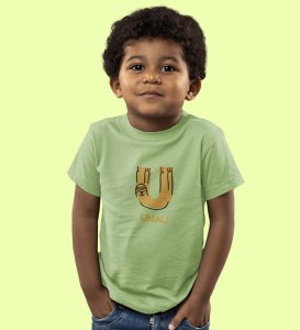 Ugly Unau, Boys Cotton Text Print Tshirt (Olive) 