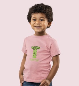 Talking Turtle, Boys Round Neck Printed Blended Cotton Tshirt (Baby pink)
